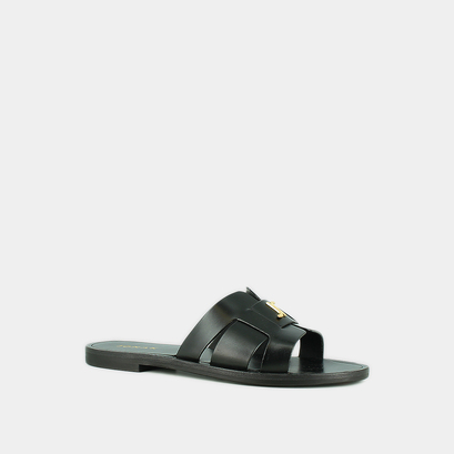 Plagettes with monogram in black leather | weil