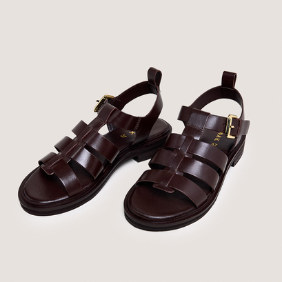 Sandals with adjustable buckles dark brown