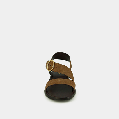 Sandals with wide straps and adjustable buckles in taupe crust | welbi