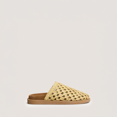 Openwork mules in beige raffia | wolfang