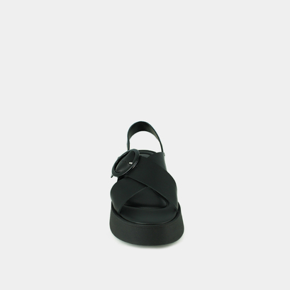 Platform sandals in black leather | emilia