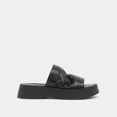 Platform mules in black leather | ERNEST