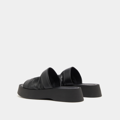 Platform mules in black leather | ERNEST