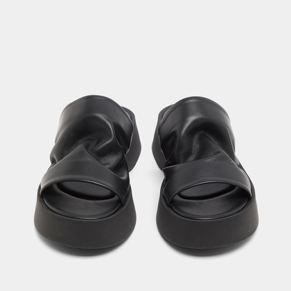 Platform mules in black leather | ERNEST