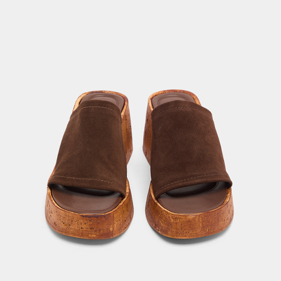 Wedge mules in dark brown suede | eve