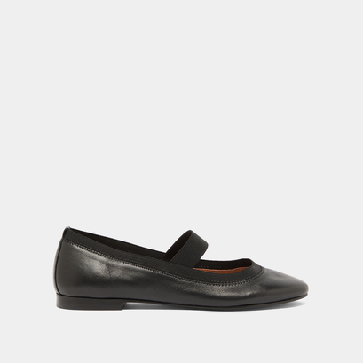 Ballet flats with straps en cuir noir | dabus