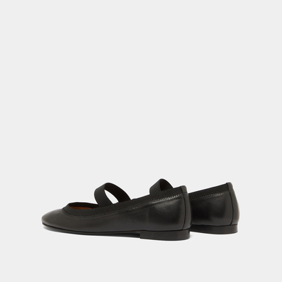 Ballet flats with straps en cuir noir | dabus