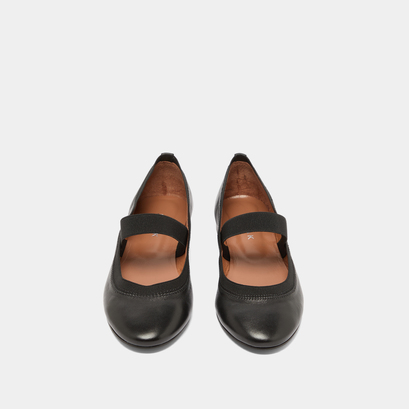 Ballet flats with straps en cuir noir | dabus