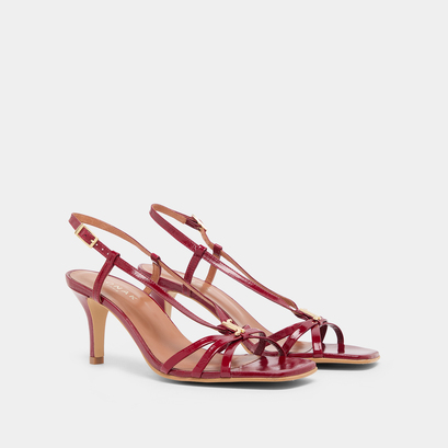 Heeled sandals with monograms dark red