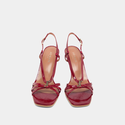 Heeled sandals with monograms dark red