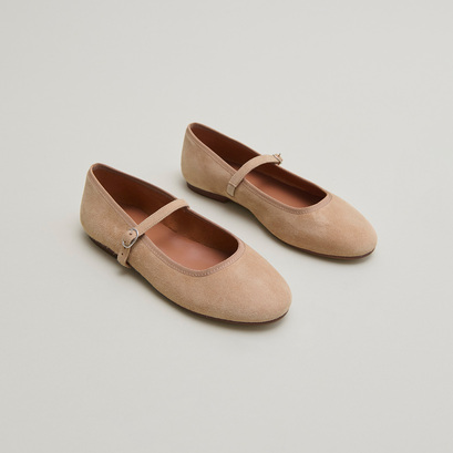 Ballet flats with straps camel