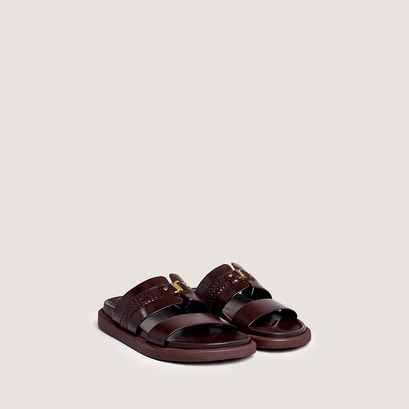 Monogrammed mules in dark brown leather | wac