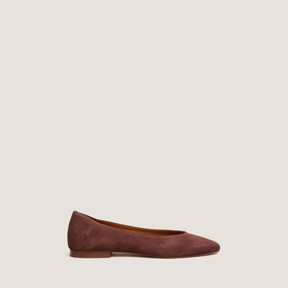 Pointed-toe ballet flats in dark brown velvet | dassus