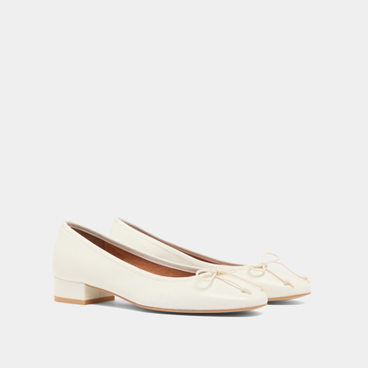 Heeled ballet flats in ecru leather | DADOU