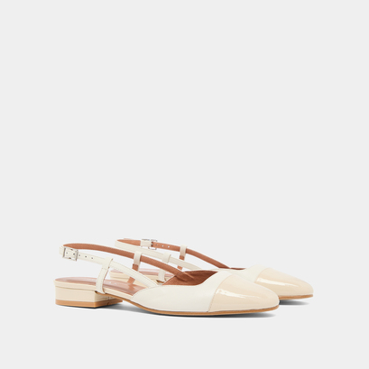 Slingbacks ballet flats in ecru patent and leather | dhapou