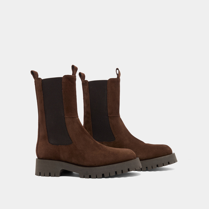 Platform ankle boots in brown suede | ridle