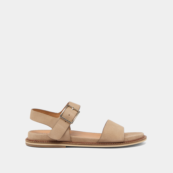 Strappy sandals with open toe in beige velvet | ACCO