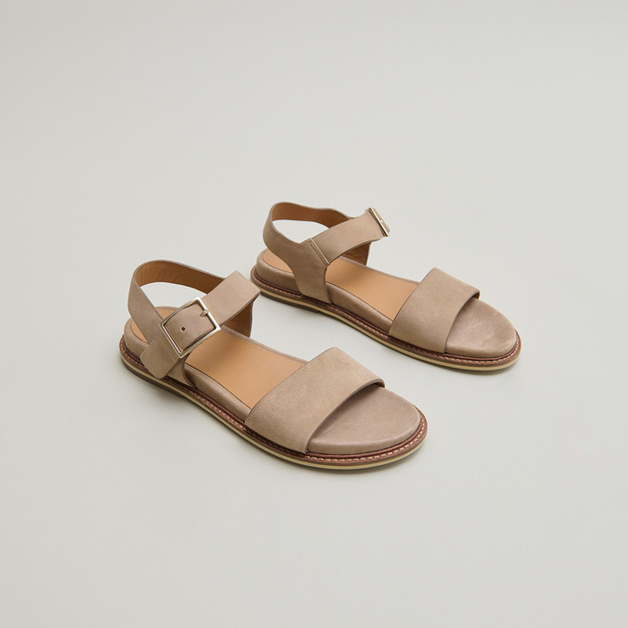 Strappy sandals with open toe in beige velvet | ACCO