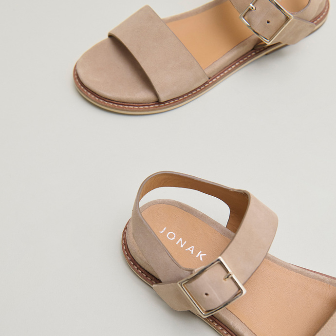 Strappy sandals with open toe in beige velvet | ACCO