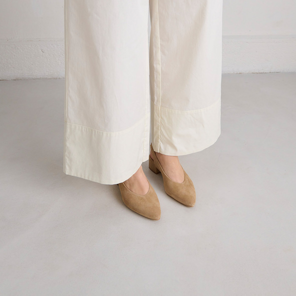 Ballet flats with open backs in camel velvet | VINCE