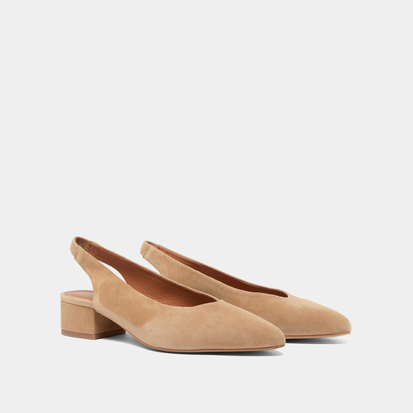Ballet flats with open backs in camel velvet | VINCE