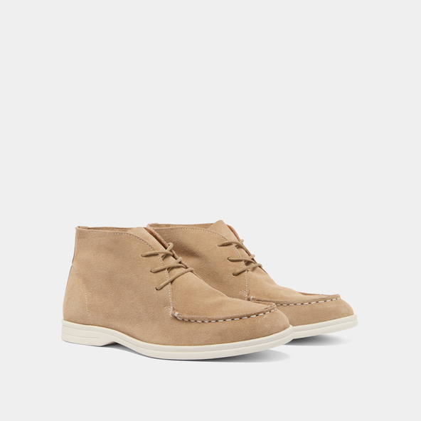 Derbies with topstitching in beige crust | OLYMPE