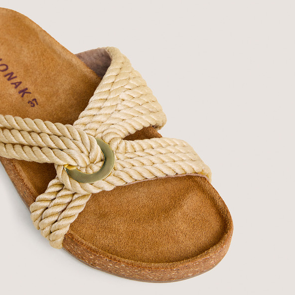 Cross-strap mules in beige rope | WACE