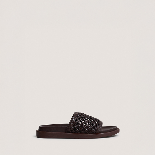 Openwork mules in dark brown leather | WOZART