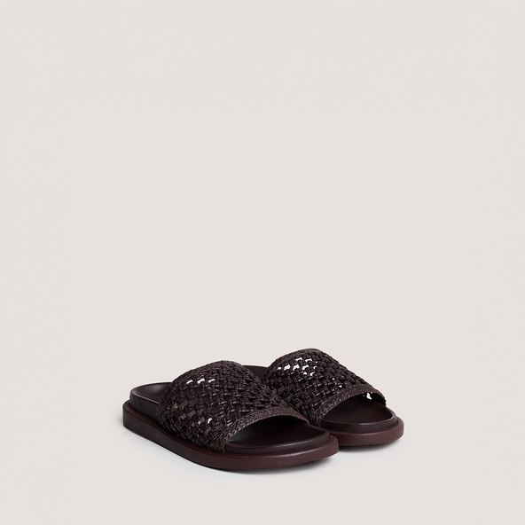 Openwork mules in dark brown leather | WOZART