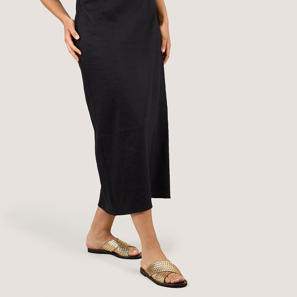 Plagettes with wide criss-cross straps in gold leather | WITCH