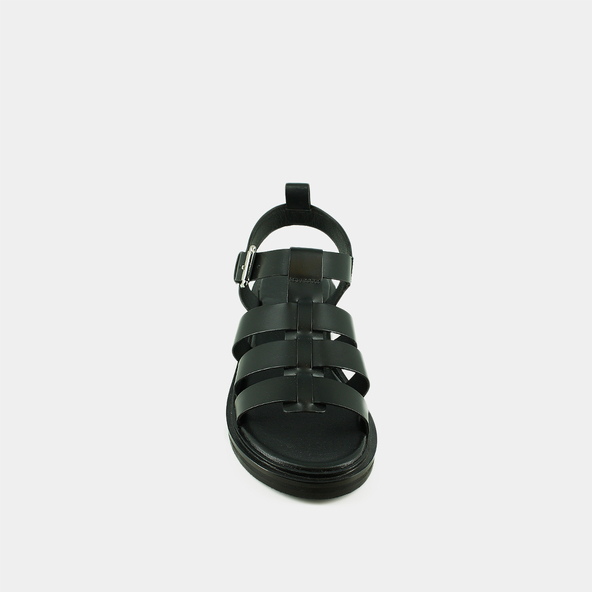 Sandals with adjustable buckles in black leather | WOOL