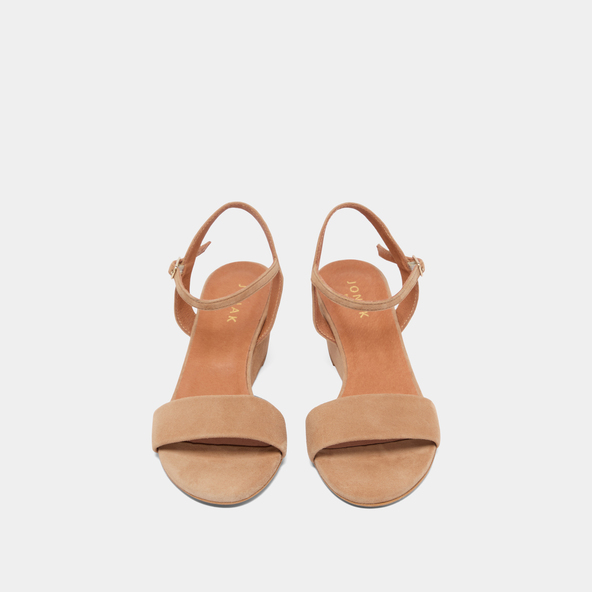 Wedge sandals in camel velvet | AGRUME