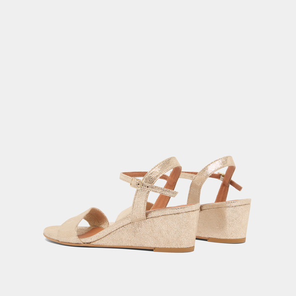 Wedge sandals in platinum laminated velvet | AGRUME