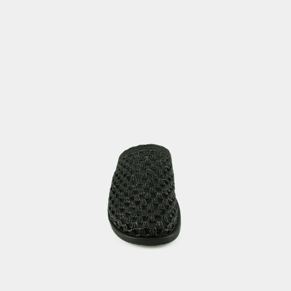 Openwork mules in black raffia | WOLFANG