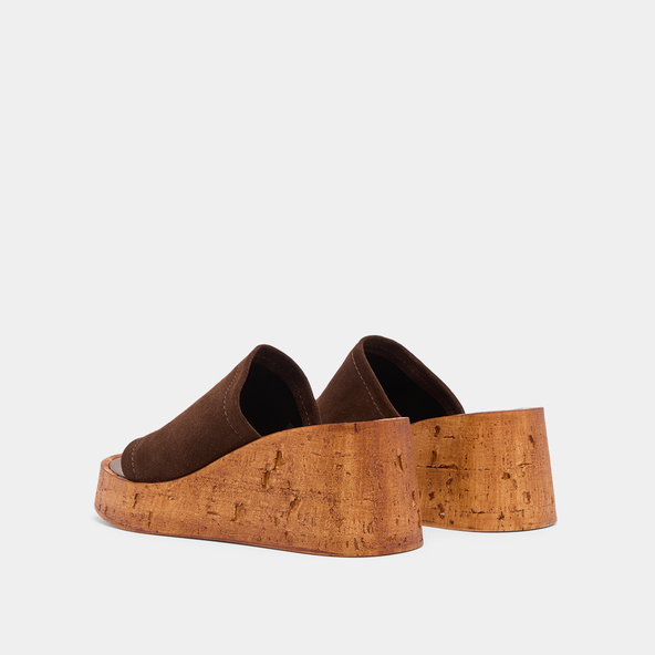Wedge mules in dark brown suede | EVE