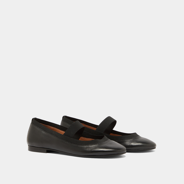 Ballet flats with straps en cuir noir | DABUS