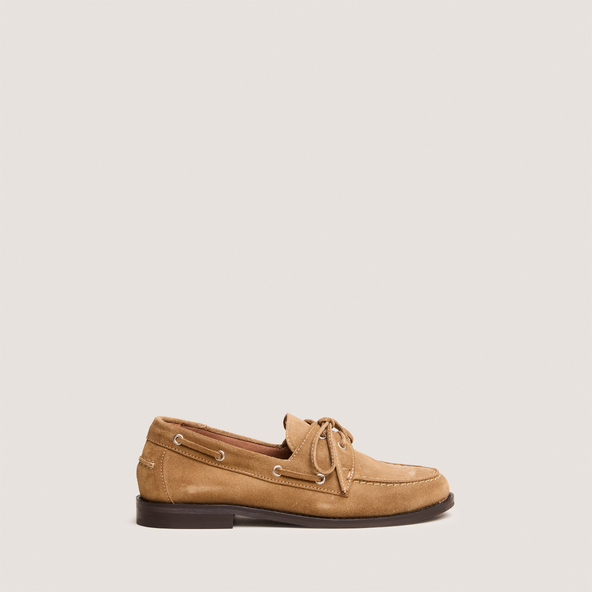 Thick lace-up loafers in beige suede | OLGA