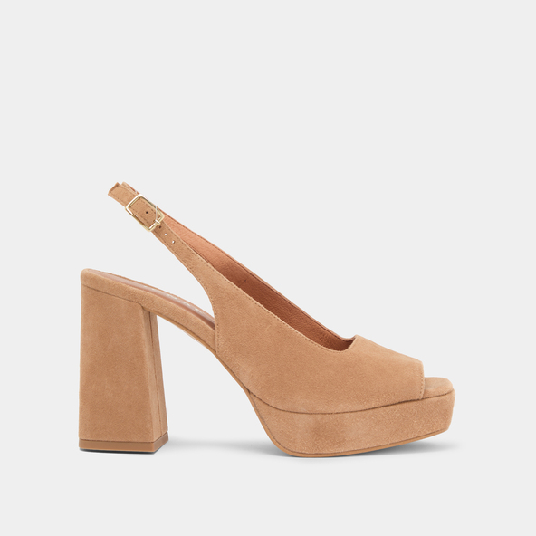 Slingback pumps in camel velvet | VLADIM