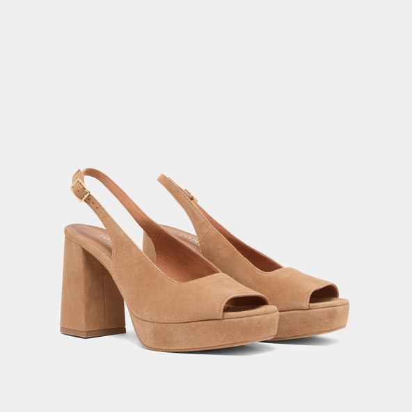 Slingback pumps in camel velvet | VLADIM