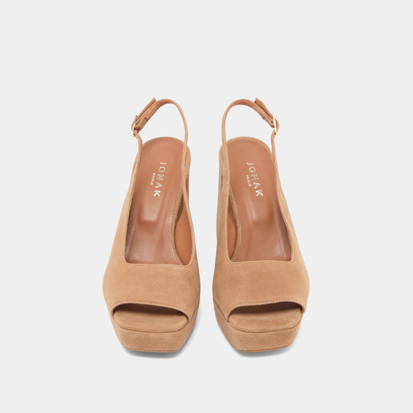 Slingback pumps in camel velvet | VLADIM