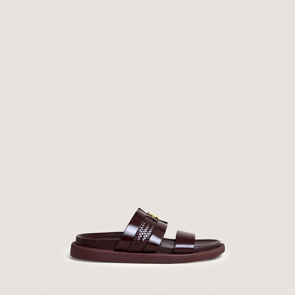 Monogrammed mules in dark brown leather | WAC
