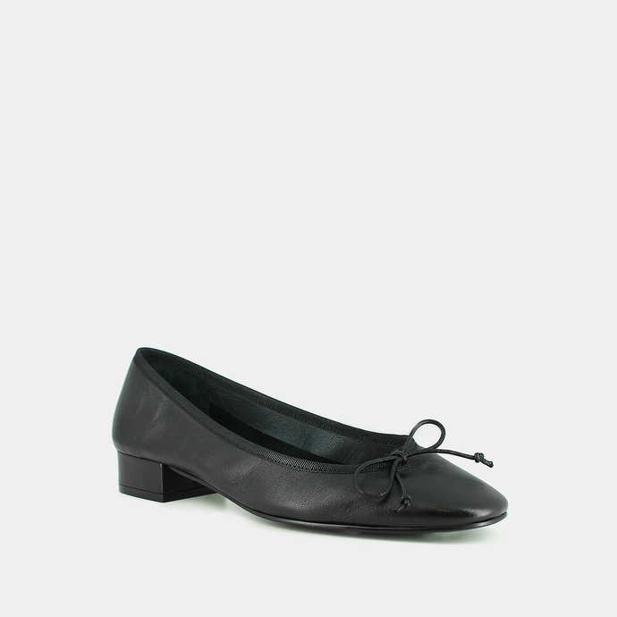 Heeled ballet flats in black leather | DADOU