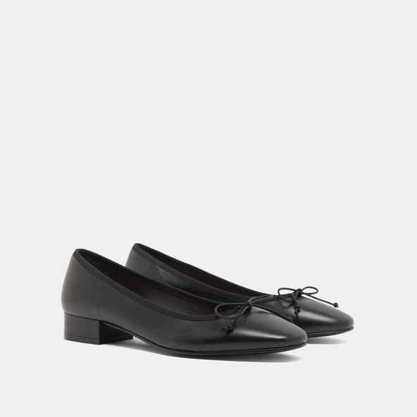 Heeled ballet flats in black leather | DADOU