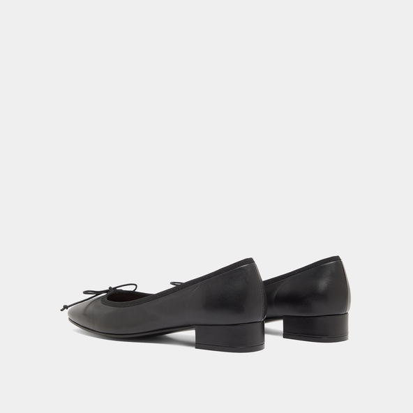 Heeled ballet flats in black leather | DADOU