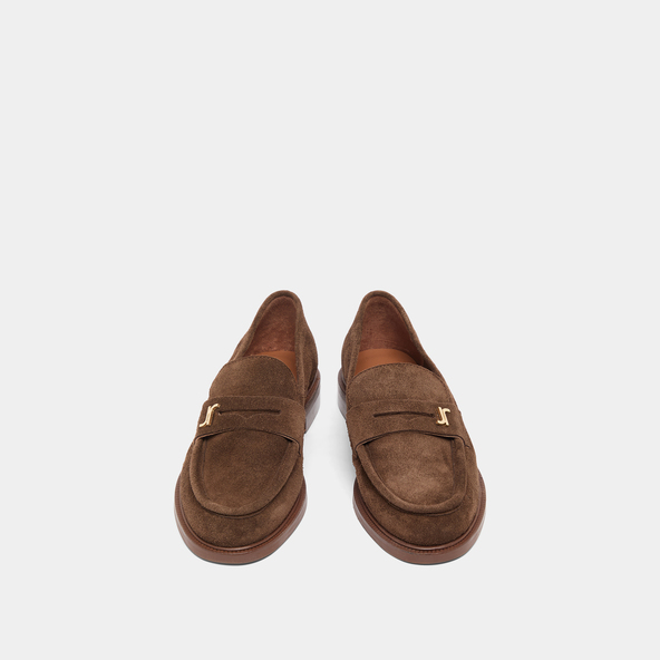 Round-toe loafers in brown suede | DUEDI