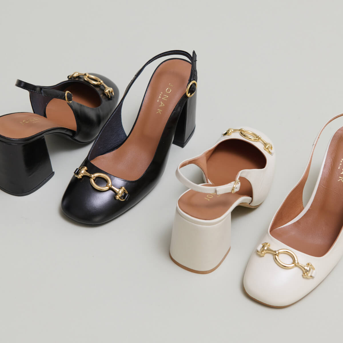 Slingback pumps in black leather | DECOUV