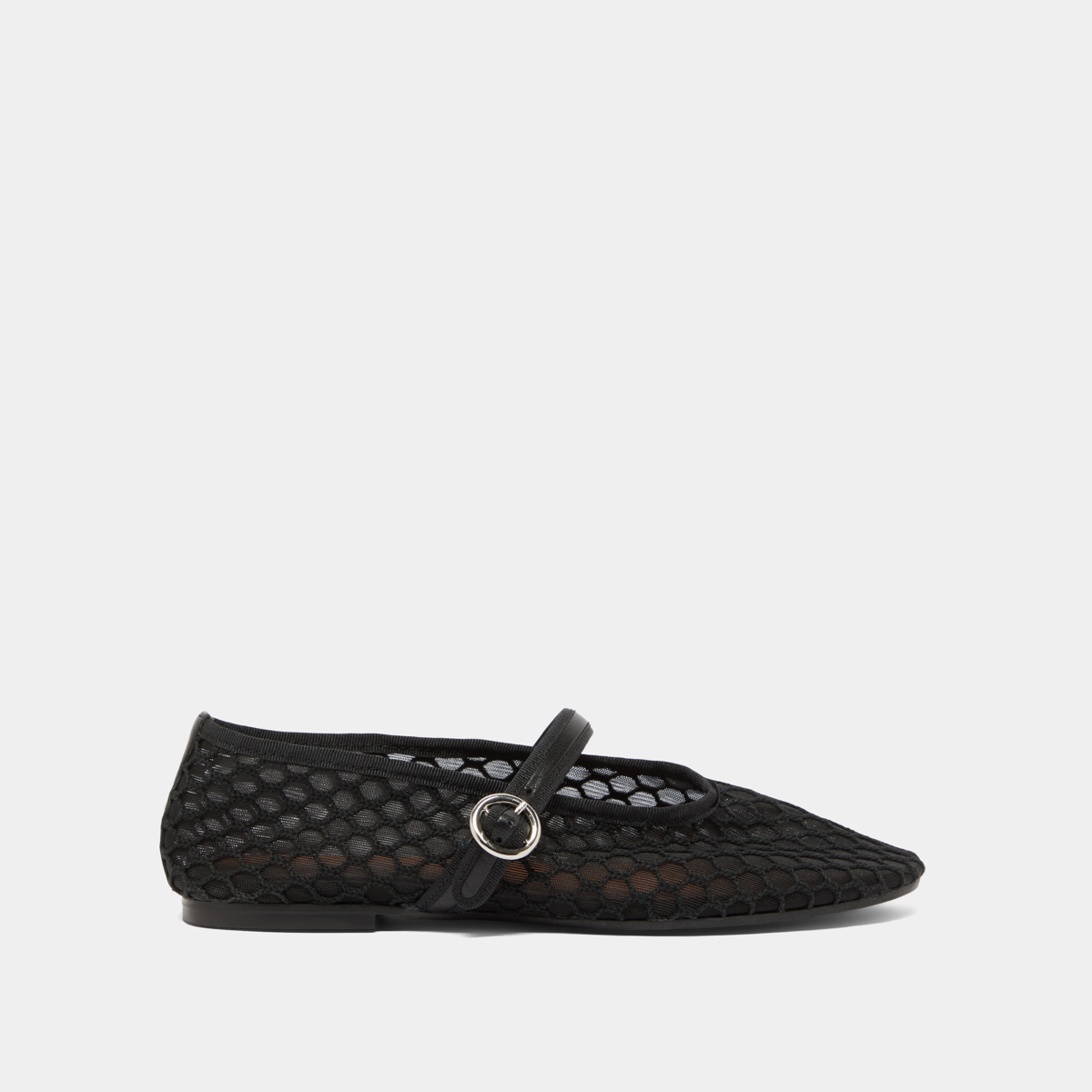 Ballet flats with straps in black mesh | DEESSIA