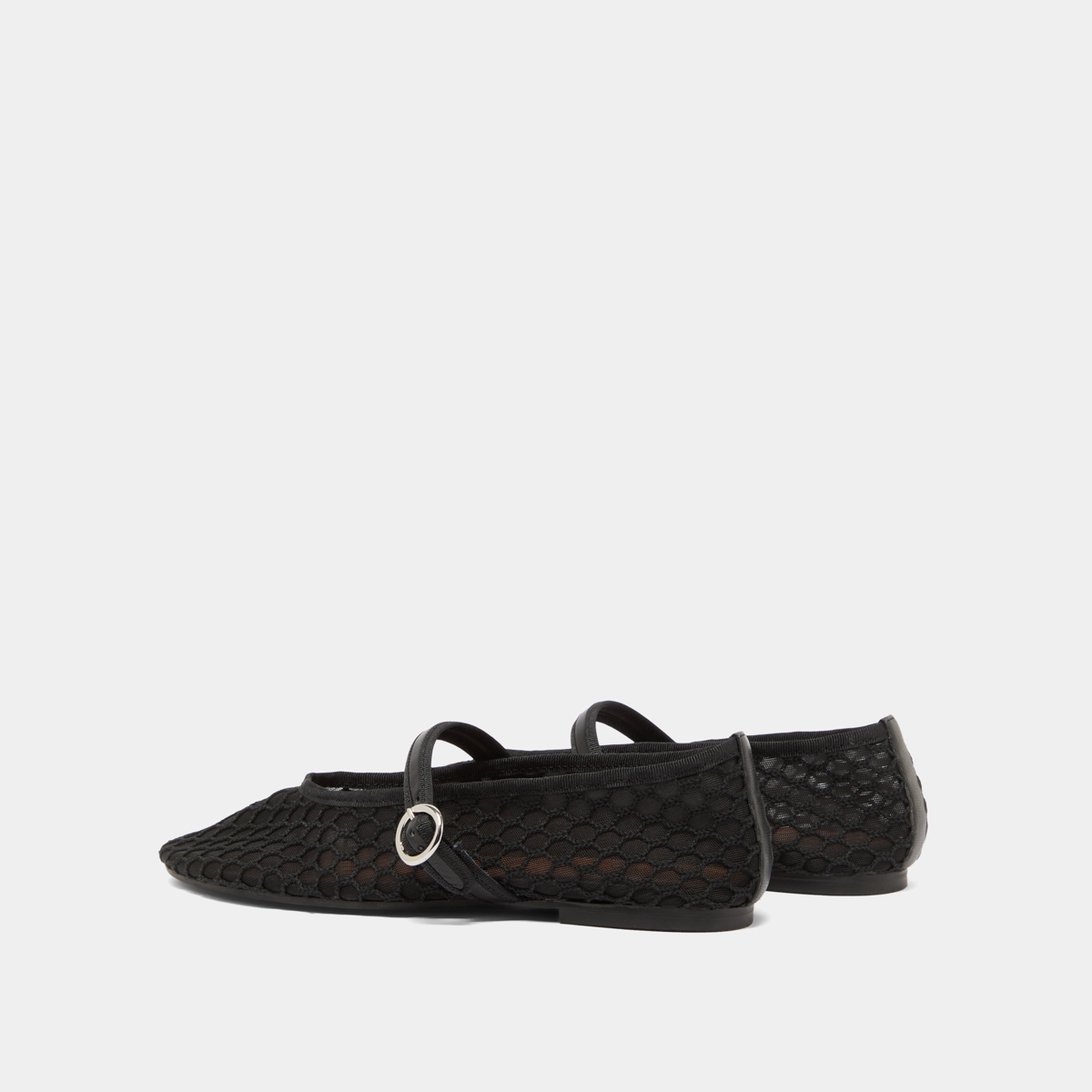 Ballet flats with straps in black mesh | DEESSIA