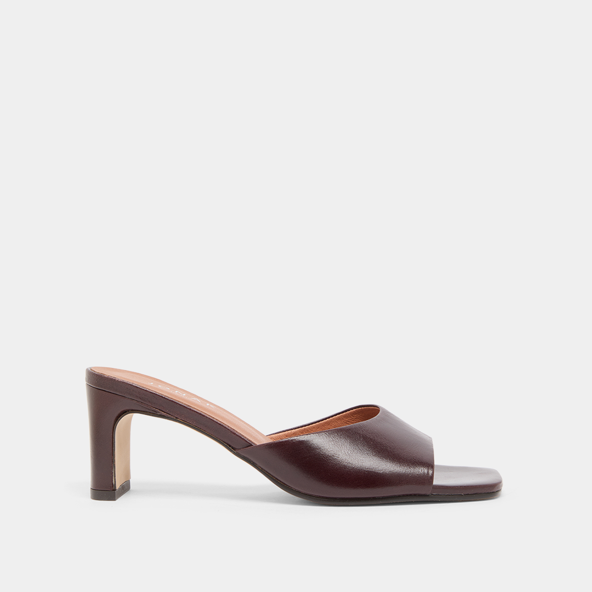 Heeled mules in dark brown leather | DERIVE
