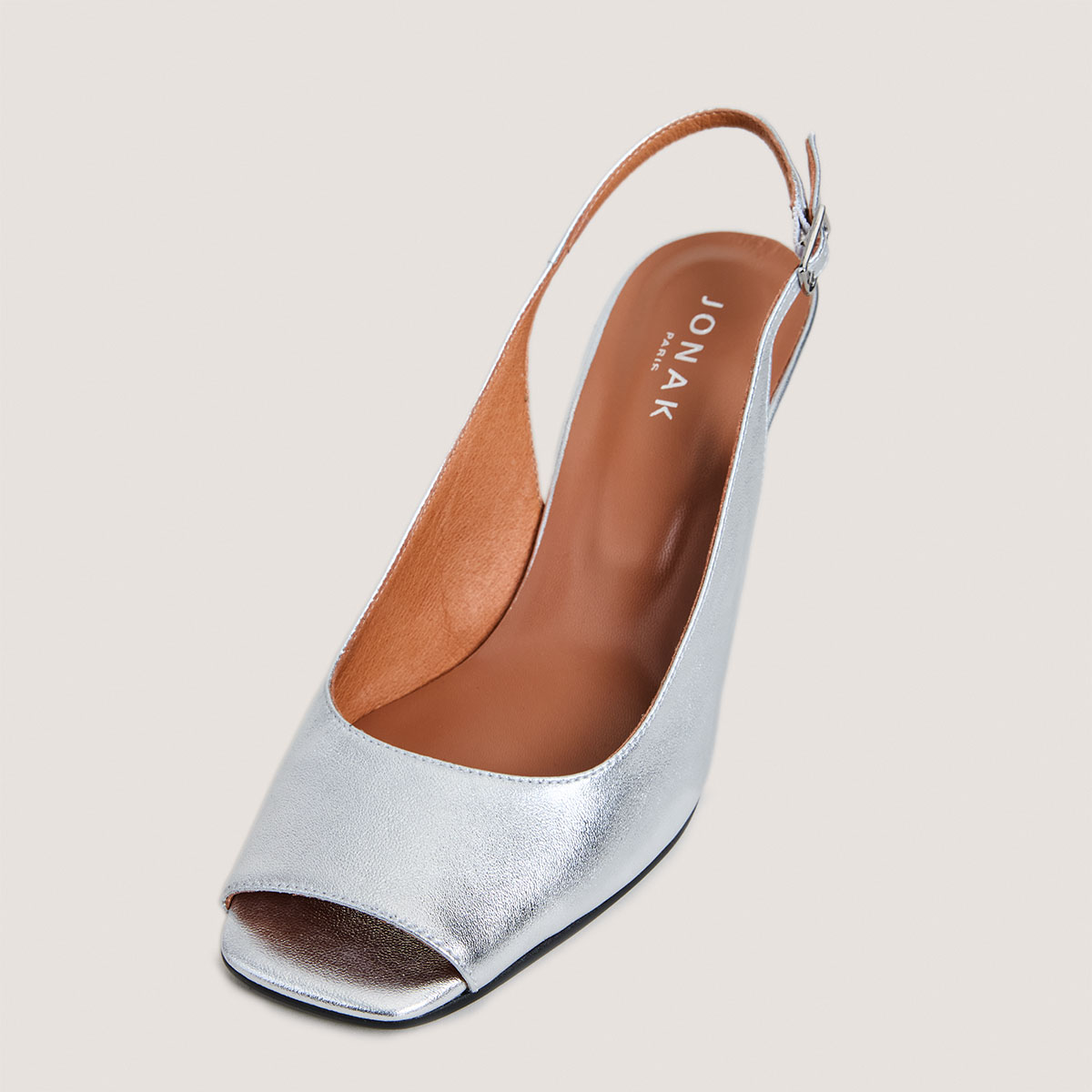 Slingback pumps in silver metallic leather | DEVOTION